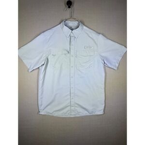 Realtree Fishing Mens Short Sleeve Button Down Shirt Gray Dusk Medium